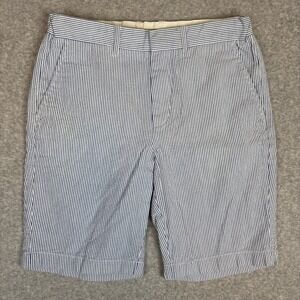 J Crew Crewcuts Boys Seersucker Shorts Size 12 Blue White Striped 8" Adjustable